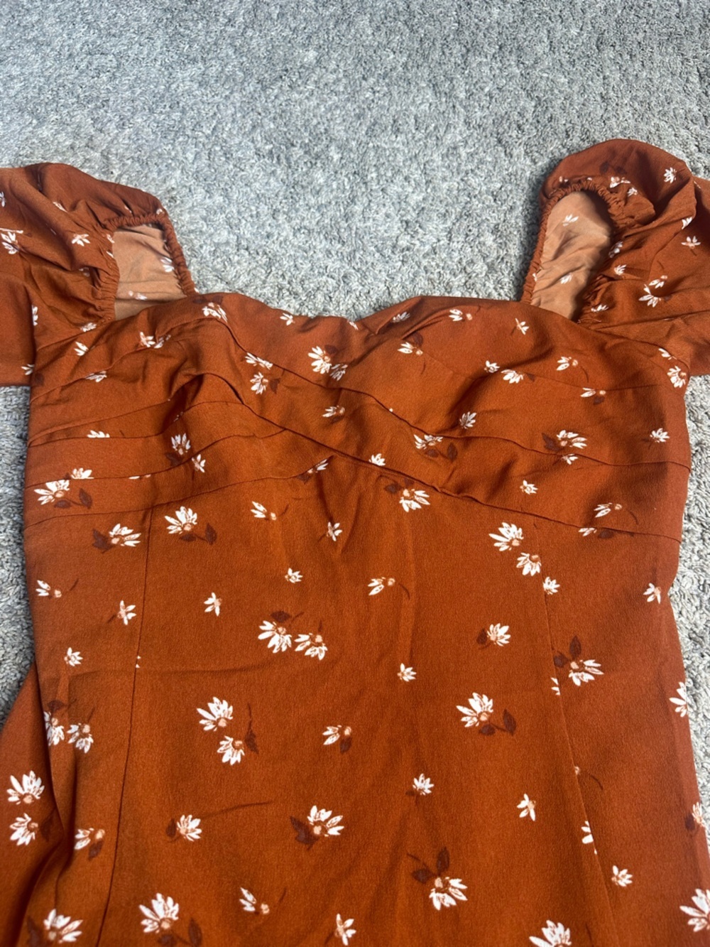 Abercrombie & Fitch Long Sleeve Draped Bodice Mini Dress Large Orange Spice - Picture 11 of 16
